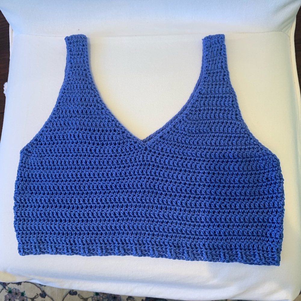Blue Crochet Crop Top